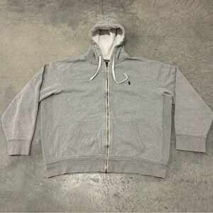 Vintage Polo Ralph Lauren Hoodie Men’s Size XXL Full Zip Up Gray Pony Sweatshirt